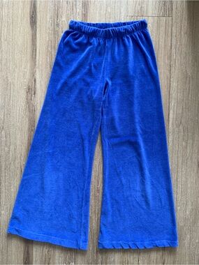 Suzi Kondi wide leg cropped velour trousers in blue xsmall